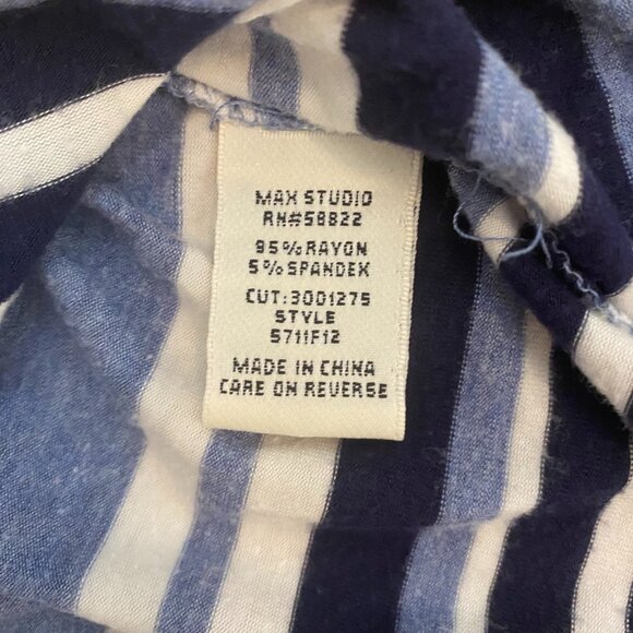 MAX STUDIO Blue Striped Midi Skirt with Side Pockets and Waist Tie Size S - Picture 6 of 7